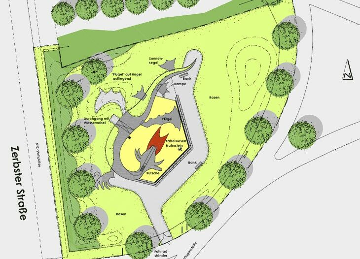 Entwurfsplan der Sprühplansche.