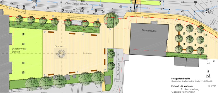 Planung einer Variante der Platzgestaltung.